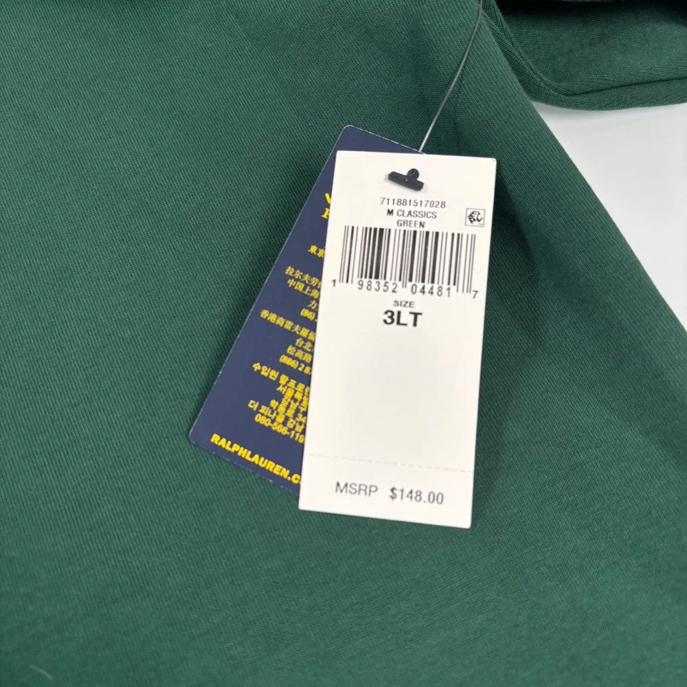 Polo Ralph Lauren Mens 3XLT Green Full-Zip Hoodie New Double-Knit Big & Tall